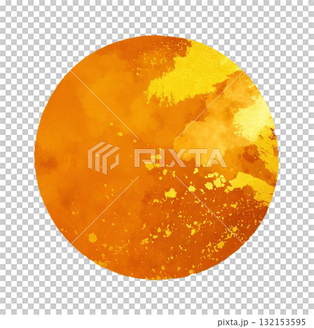 和風イメージの背景素材（オレンジ、橙色の円） 132153595