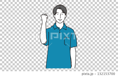 Illustration material of a caregiver making a fist pump 132153700