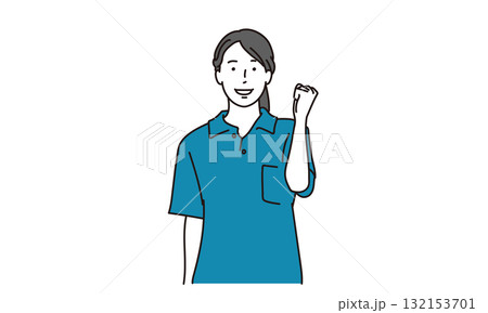 ガッツポーズをする介護士のイラスト素材 132153701