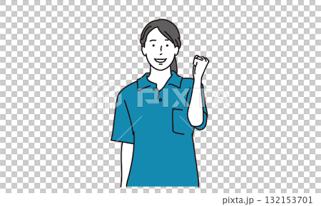 ガッツポーズをする介護士のイラスト素材 132153701