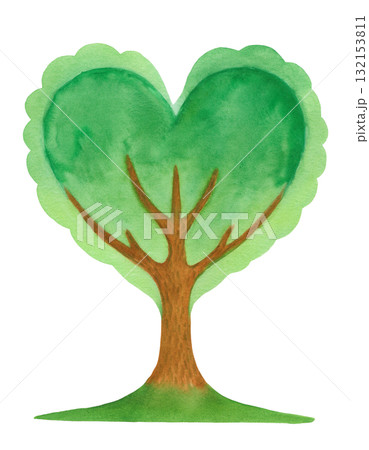 ハートの木（水彩画） 132153811