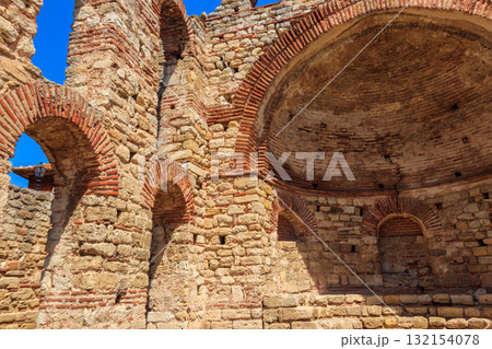 Byzantine Church of Saint Sophia, also known as the Old Bishopric in the old town of Nessebar, Bulgaria. UNESCO World Heritage Site 132154078