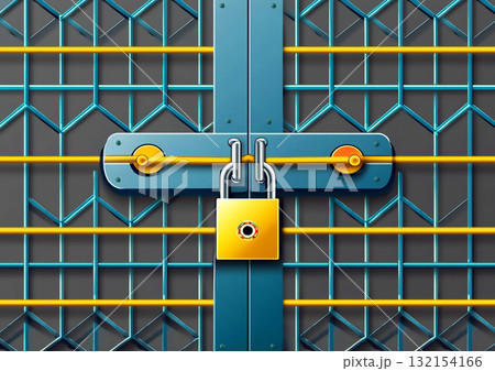 ロックされた抽象的な金属製の扉の3dイラスト ロックされた抽象的な金属製の扉の3dイラスト 132154166