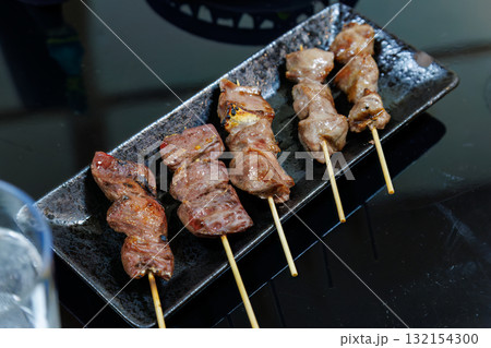 もつ焼き盛り合わせ。もつ焼き屋で晩御飯。静岡県下田市-2025 132154300