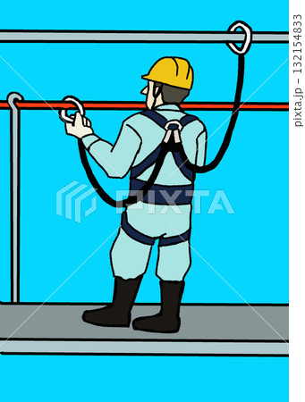 高所作業員の安全対策イラスト 高所作業員の安全対策イラスト 132154833