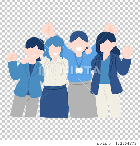 A flat illustration of a happy businesswoman [female] putting her arm around someone's shoulder 132154875