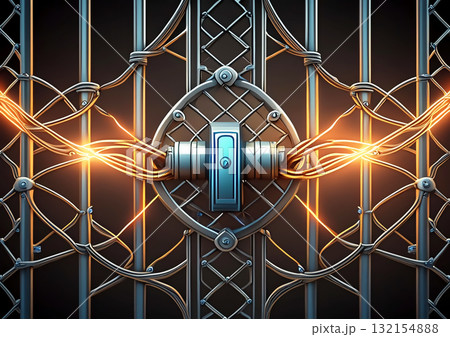 厳重に施錠された金属製の扉の3dイラスト 厳重に施錠された金属製の扉の3dイラスト 132154888