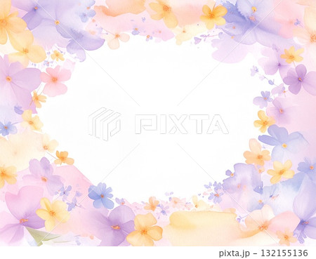 花の角型フレーム・水彩画タッチ（AI生成画像） 132155136