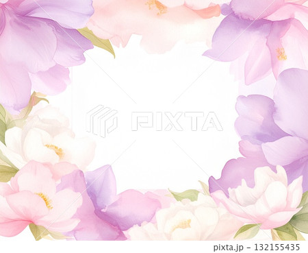 花の角型フレーム・水彩画タッチ(AI生成画像) 花の角型フレーム・水彩画タッチ(AI生成画像) 132155435
