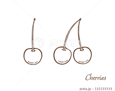 さくらんぼの手描きベクターイラスト 132155533