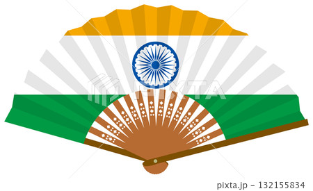 インドの国旗柄の扇子 132155834