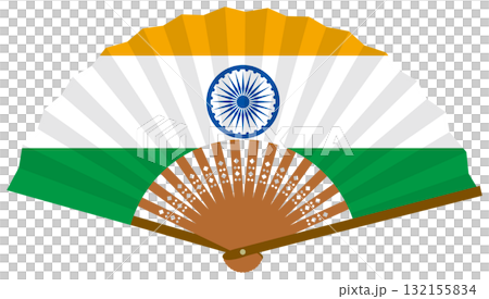 インドの国旗柄の扇子 132155834
