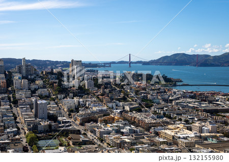 Panoramic view of San Francisco Bay and downtown skyline, USA 132155980