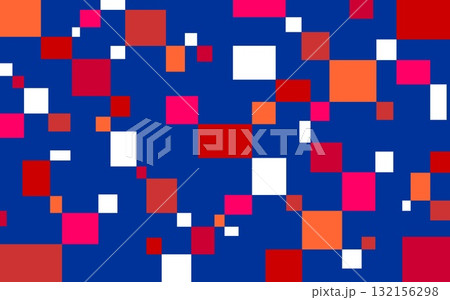 幾何学模様 四角形 青紫 橙色 赤色 幾何学模様 四角形 青紫 橙色 赤色 132156298