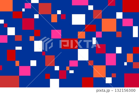 幾何学模様 四角形 青紫 橙色 赤色 幾何学模様 四角形 青紫 橙色 赤色 132156300