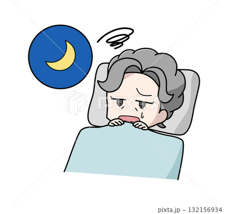 眠れない高齢女性のイラスト 眠れない高齢女性のイラスト 132156934
