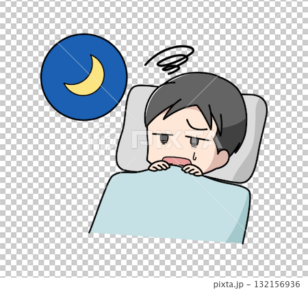 睡不著的男人的插圖 睡不著的男人的插圖 132156936