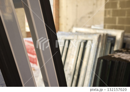 Stacked window frames are now fully prepared and ready for the upcoming installation process Stacked window frames are now fully prepared and ready for the upcoming installation process 132157020