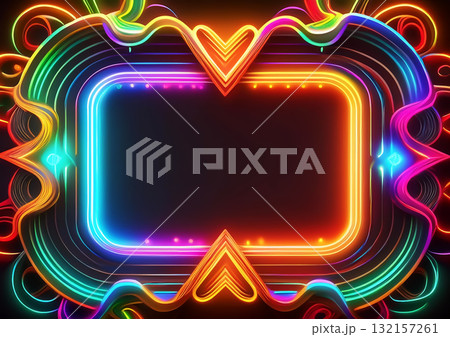 カラフルなネオンで装飾された抽象的な背景 カラフルなネオンで装飾された抽象的な背景 132157261