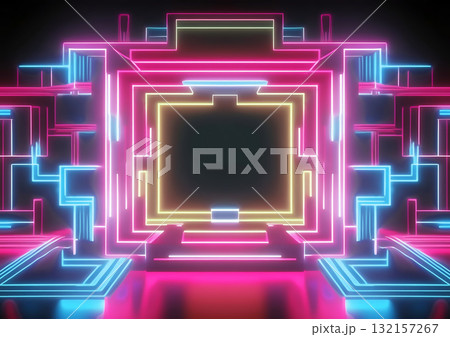 カラフルなネオンで装飾された抽象的な背景 132157267