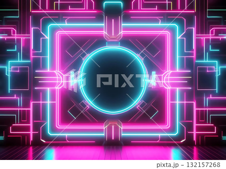 カラフルなネオンで装飾された抽象的な背景 132157268