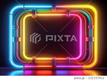 カラフルなネオンで装飾された抽象的な背景 132157412