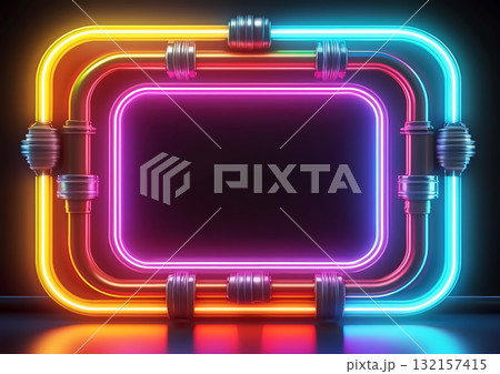 カラフルなネオンで装飾された抽象的な背景 カラフルなネオンで装飾された抽象的な背景 132157415