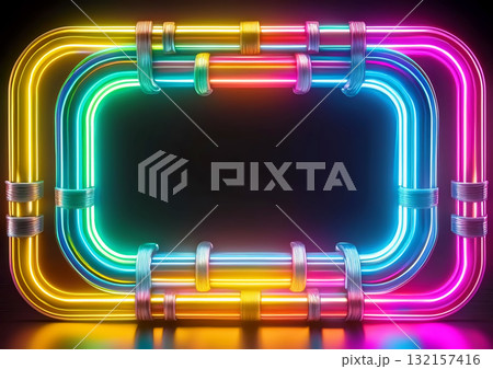 カラフルなネオンで装飾された抽象的な背景 132157416