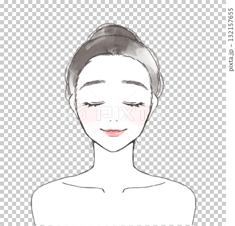 Simple illustration of a woman's front face Simple illustration of a woman's front face 132157655