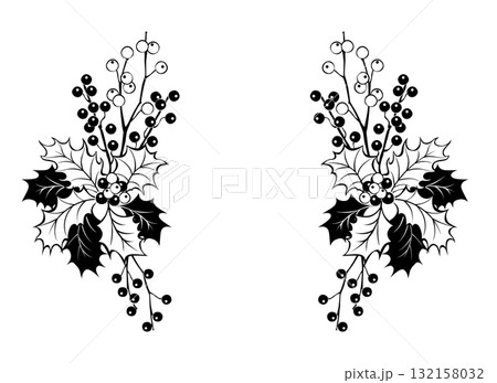 Symmetrical frame with outline holly Symmetrical frame with outline holly 132158032