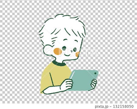 Boy looking at tablet PC - 4 colors 132158050