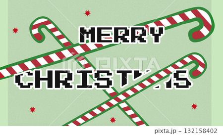 Merry Christmas design with candy canes and festive elements on a light background 132158402