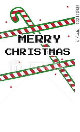 Festive design featuring candy canes and Christmas greetings in bold font Festive design featuring candy canes and Christmas greetings in bold font 132158422