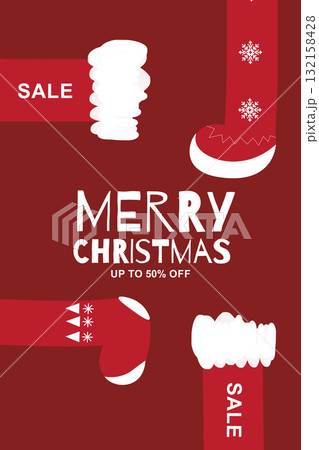 Cheerful Christmas sale advertisement promoting discounts on festive items 132158428