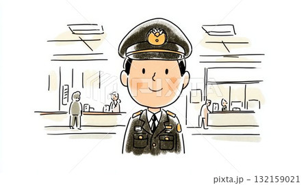 警察官の男性の笑顔のイラスト素材 132159021