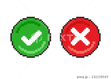 Pixel art Approval and Rejection Icons game asset design Pixel art Approval and Rejection Icons game asset design 132159547