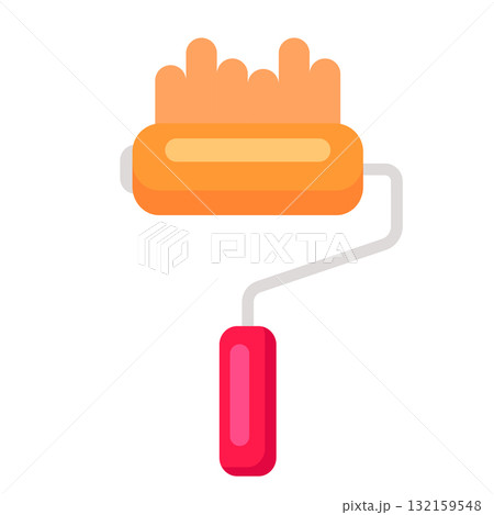 Flat Vector Illustration of Paint Roller 132159548