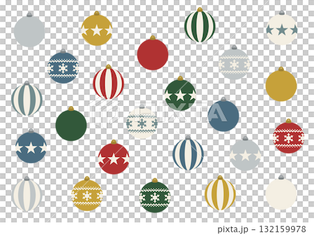 Flat and colorful Christmas ornament vector illustration set 132159978