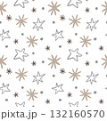Christmas neutral seamless star pattern in beige and gray tones for textile, wrapping paper, and digital design. 132160570