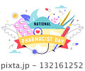 National Pharmacists Day Vector Illustration Featuring a Doctor, Medicine, and Pills in a Healthcare Themed Flat Style Cartoon Background 132161252
