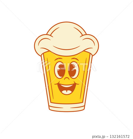 Funky smiley beer glass cartoon character laughing vector flat illustration Funky smiley beer glass cartoon character laughing vector flat illustration 132161572