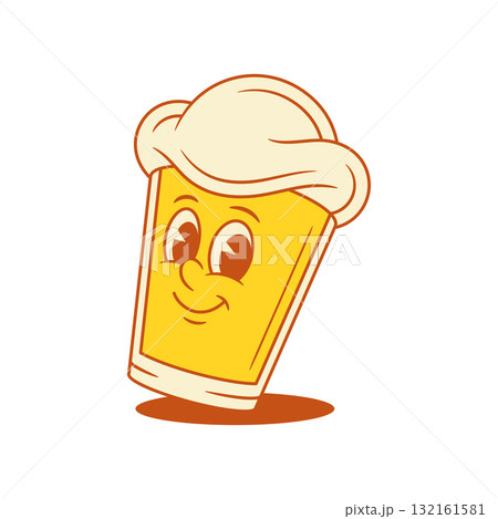 Funny cute beer glass cartoon character smile emoji vector flat illustration Funny cute beer glass cartoon character smile emoji vector flat illustration 132161581
