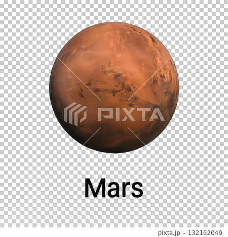 Isolated Mars planet on transparent background, suitable for educational themes 132162049