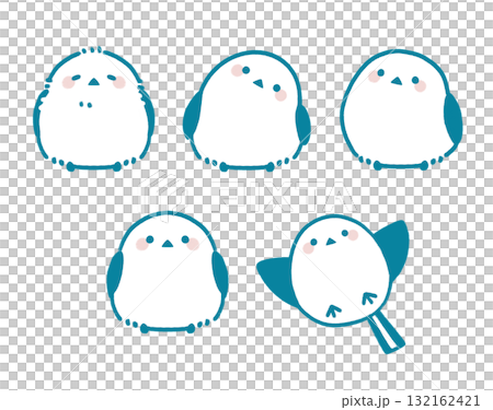 藍長尾山雀套裝素材 132162421