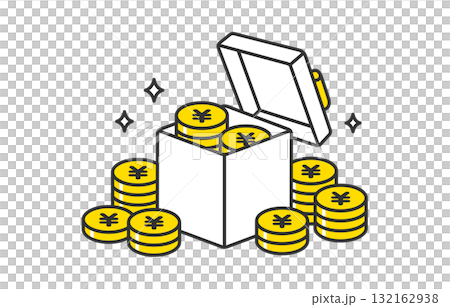 山積みの円マークコインとフタがあいたプレゼントボックス【ベクターイラスト素材】 山積みの円マークコインとフタがあいたプレゼントボックス【ベクターイラスト素材】 132162938