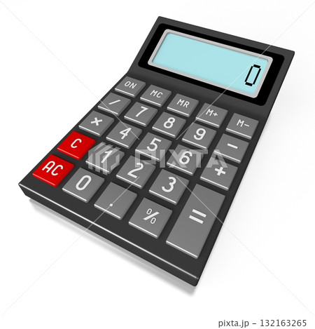 Black calculator on white background 132163265