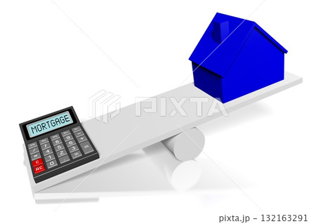 Calculator and house shape on a swing Calculator and house shape on a swing 132163291