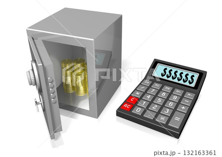 Calculator and vault full of money Calculator and vault full of money 132163361