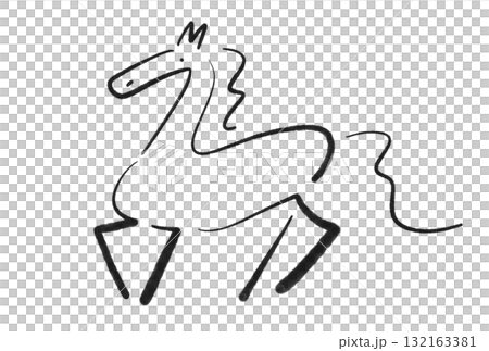 Simple and stylish sumi-e horse 2026 New Year's material monochrome 132163381