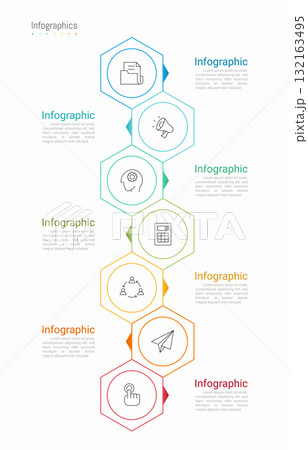 Infographic 7 options design elements for your business data. Vector Illustration. 132163495